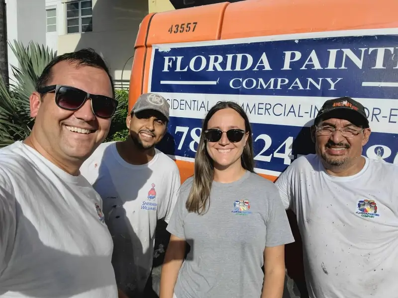 Florida Painting Company crew by their van in Miami, available for paint color consultations